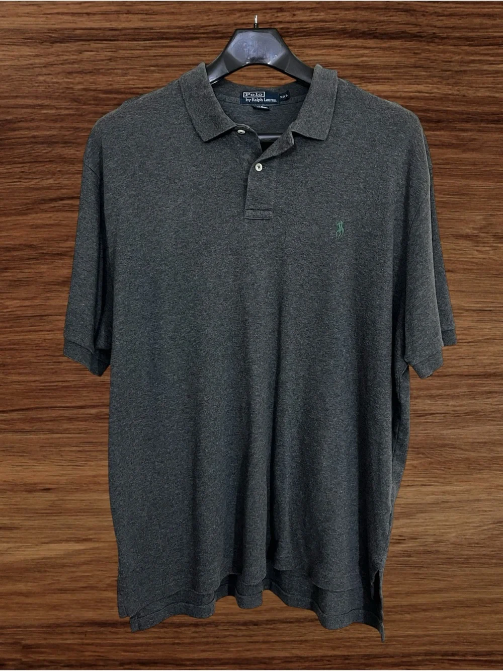 Polo Ralph Lauren Men’s Dark Gray Polo - Green Stitch - Size XXL